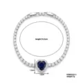 Elegante bracciale tennis argentato con pietra a cuore blu circondata da zirconi - Blu Scuro (KSB00242-5)