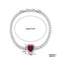 Elegantes Herz-Armband mit roten und weißen Zirkonia, Silber-Finish, 19,5 cm lang - Rot (KSB00242-2)