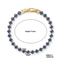Elegante bracciale tennis placcato oro con pietre di zircone blu reale quadrate 6g - Blu scuro