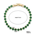 Bracciale tennis con zircone verde smeraldo, lunghezza 17+2 cm, finitura oro - Verde