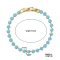 Bracciale tennis in rame placcato oro con zirconi quadrati turchesi, 17+2 cm - Turchese