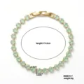 Elegant apple green zircon tennis bracelet in gold finish, length 17+2cm - Aqua