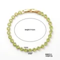 Elegant apple green zircon tennis bracelet with gold-plated copper chain - Apple Green