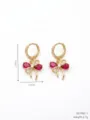 Eleganti orecchini a cerchio placcati oro con fiocco in pietra rossa, altezza 2,6 cm - Rosso