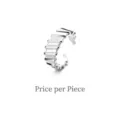 Minimalist silver-colored threaded ear cuff with a textured stripe design, sold individually - 1 Piece Screw Pattern Ear Cuff (Silver Color)