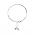 Minimalist silver-colored box chain bracelet with dangling cross and letter H pendants - H Cross Bracelet / 15+3CM Extension Chain / Antique Silver
