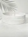 Close-up of an elegant white pleated wide waist belt featuring horizontal stitching details - White / 70