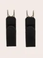 Adjustable elastic waist belt with metal hook and velcro black waist extender 2pcs - Pack of 2 / 13.5x4cm / Black