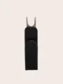 Adjustable metal hook waist tightener, black elastic velcro belt extension buckle tool. - Single Piece / 13.5x4cm / Black