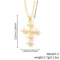 Élégant collier avec pendentif croix trèfle orné de zircons cubiques brillants - Style Croix Zirconia Clair (N01667-5)