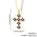 Collier pendentif croix or avec pierres zircons noirs, chaîne réglable de 40+5cm. - Style Croix Zirconia Noir (N01667-9)