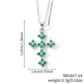 Collier pendentif croix en argent avec pierres de zircon vert en forme de trèfle - Style Croix Trèfle Incrusté de Zirconia Vert (N01667-14)