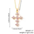 Collier croix dorée avec pendentif trèfle en zircone violette et chaîne réglable - Style Croix Trèfle Incrusté de Zirconia Violet (N01667-17)