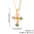 Collier pendentif croix trèfle en zircone coloré avec affichage des dimensions - Style Croix Trèfle Incrusté de Zirconia Multicolore (N01667-19)