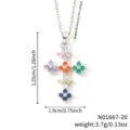 Collier pendentif croix trèfle coloré avec zircons et mesures de taille précises - Style Croix Trèfle Incrusté de Zirconia Multicolore (N01667-20)