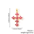 Pendentif croix trèfle rose avec zircons et dimensions en cm et pouces - Style Croix Trèfle Zirconia Rose Violet (P5219-1)
