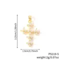 Pendentif croix doré élégant serti de zircone avec détails de taille et de poids précis - Style Croix Trèfle Zirconia Blanc (P5219-5)