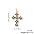 Élégant pendentif en forme de croix dorée orné de zircons bleus, modèle P5219-7 - Style Croix Trèfle Zirconia Bleu (P5219-7)