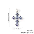 Pendentif en forme de croix trèfle en argent avec zircons bleus, hauteur de 3,25 cm - Style Croix Trèfle Zirconia Bleu et Blanc (P5219-8)