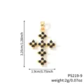 Pendentif croix trèfle doré avec pierres noires, taille 3,25cm x 1,9cm, poids 2g. - Style Croix Trèfle Zirconia Noir (P5219-9)
