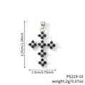 Élégant pendentif croix trèfle en pierres noires montrant 3,25 cm de hauteur et 2 g - Style Croix Trèfle Zirconia Noir et Blanc (P5219-10)