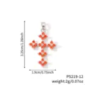 Pendentif en forme de croix trèfle en argent avec zircone orange et dimensions - Style Croix Trèfle Zirconia Rouge-Orange (P5219-12)