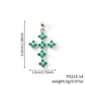 Pendentif croix trèfle en zircone verte avec finition argentée et dimensions - Style Croix Trèfle Zirconia Vert Émeraude (P5219-14)