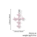 Pendentif croix trèfle en zircone rose avec les dimensions détaillées fournies - Style Croix Trèfle Zirconia Rose Foncé (P5219-16)