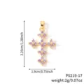 Pendentif croix doré avec zircons violet clair, longueur 3,25 cm. - Style Croix Trèfle Zirconia Mauve (P5219-17)