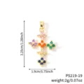 Pendentif croix trèfle en zircon multicolore avec détails de taille et de poids - Style Croix Trèfle Zirconia Multicolore (P5219-19)
