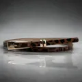 Leopard print thin leather belt detail, elegant gold metal buckle and double loop design. - Leopard Print