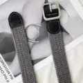 Unisex casual braided belt with metal pin buckle and leather ends, perfect for daily wear. - Gray