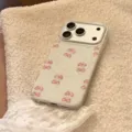 Close-up of glitter iPhone case with pink cartoon dog patterns and MagSafe ring - Compatible Model: 17promax / White Magnetic Quicksand Cookie Dog