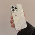 Close-up of a laser-etched Chinese dragon iPhone case featuring the Year of the Dragon text - iPhone 15 Pro Max / Silver White (White Dragon)