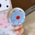 Ins style blue glitter flower phone case grip stand for iPhone series - Bracket Only (Without Phone Case) / Blue Net Flower / Single Stand