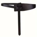 Women's dark brown leather waist belt unique hourglass knot design stylish dress cincher - Black