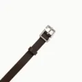 Dark Brown Leather Belt with Square Silver Pin Buckle Casual Unisex Waistband SKU Variant - Coffee