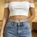 Silver metal chain belt featuring interlocking circular links for a sweet-cool waist style. - Style B Silver
