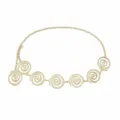 Gold metal waist chain with unique spiral circle design. Fashionable and chic body jewelry. - Gold