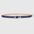Elegant thin leather belt for women with silver buckle classic minimalist design daily wear - Blue