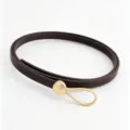 Minimalist women's thin PU leather dress belt with elegant gold teardrop metal buckle. - 105*1cm / Coffee