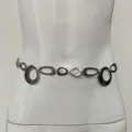 Silver metal waist chain minimalist oval links body chain dress accessory variant. - Two-Section Silver