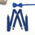 Details de l'ensemble bretelles et noeud papillon bleu pour homme, elastiques Y. - Bleu