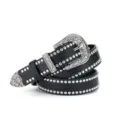 Black punk PU leather belt with silver rivets and ornate western buckle for women. - 105cm / Retro Carved Buckle Style (MY8267-C)