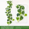 Realistic 2.2m artificial Pothos ivy vine with 76 glue-coated leaves and iron wire core - Scindapsus Leaf