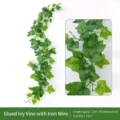 Realistic 2.2m artificial Boston ivy vine with 76 glue-coated leaves for home decor - Ivy