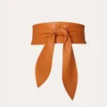 Eleganter breiter orangefarbener Taillengürtel mit Schleife im französischen Stil für Damen - Braun
