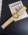 Women elastic straw woven belt square wooden buckle dress decorative waist belt fashion - Off White