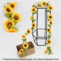 Vibrant artificial sunflower garland 2.3m length with 17 silk flowers for home decor - 2.3 Meters - Single Pack / Yellow (17 Heads)
