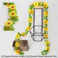 Yellow artificial sunflower vine garland 2.3m long for home and balcony decoration - 2.3m - 2 Pieces/Pack / Yellow (30 Heads)